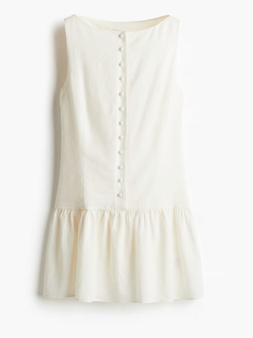 LIKE NEW H&M Linen Blend Mini Dress Cream Ivory
